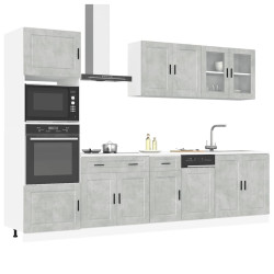 7 Peças armário de cozinha conjunto kalmar cinzento cimento