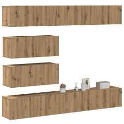 Conjunto de armário TV parede 6 pcs madeira carvalho artisiano