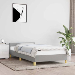 Estrutura de cama sem colchão 90x200 cm tecido cinzento-claro