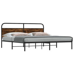 Estrutura de cama sem colchão 183x213cm metal carvalho fumado