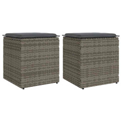 Bancos jardim com almofadas 2 unid 40x40x43 cm vime PE cinzento