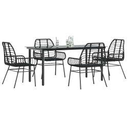 Conjunto de jantar jardim 5 peças vidro vime PE preto