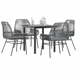Conjunto jantar jardim 5 peças almofadas vidro vime cinzento PE