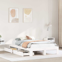 Cama sem colchão 135x190 cm madeira de pinho maciça branco