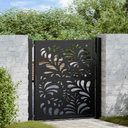 Portão de jardim 100x100 cm projeto de onda de aço preto