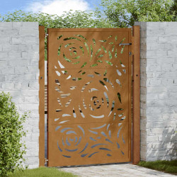 Portão de jardim 100x125 cm em aço inoxidável com design de chama