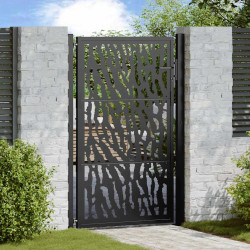 Portão de jardim preto 100x150 cm aço com design de rastros
