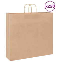 Sacos de papel 250 unid com alças castanho 54x15x49 cm