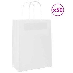 Sacos de papel 50 unid com alças branco 21x11x28 cm