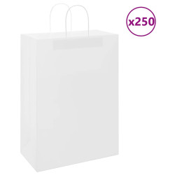 Sacos de papel 250 unid com alças branco 32x17x44 cm