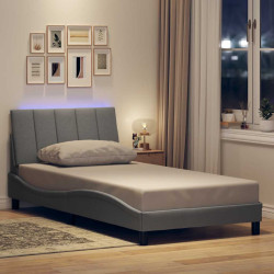 Estrutura de cama sem colchão hanko 100x200 cm tecido cinzento-claro