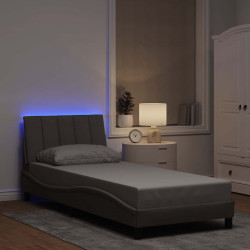 Estrutura de cama sem colchão hanko 90x200 cm tecido cinza-acastanhado