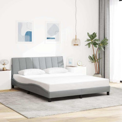 Estrutura de cama sem colchão hanko 160x200 cm tecido cinzento-claro