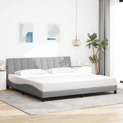 Estrutura de cama sem colchão hanko 200x200 cm tecido cinzento-claro