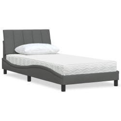Cama com colchão hanko 100x200 cm tecido cinzento-escuro