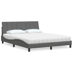Cama com colchão hanko 160x200 cm tecido cinzento-escuro