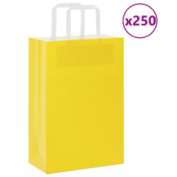 Sacos de papel 250 unid com alças amarelo 21x11x31 cm