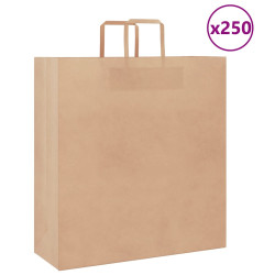Sacos de papel 250 unid com alças castanho 45x17x48 cm