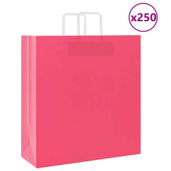 Sacos de papel 250 unid com alças rosa 45x17x48 cm