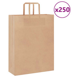 Sacos de papel 250 unid com alças castanho 32x12x42 cm