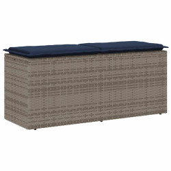 Banco de jardim com almofadão 110x40x44 cm vime PE cinzento