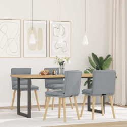 Cadeiras de jantar 4 pcs tecido cinzento-claro