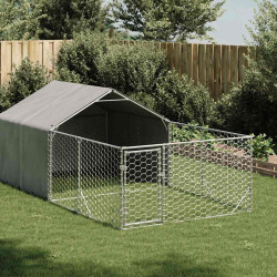 Canil exterior para cães com corredor 4x2x1,5 m aço galvanizado