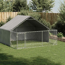 Canil exterior para cães com corredor 3x3x1,9 m aço galvanizado