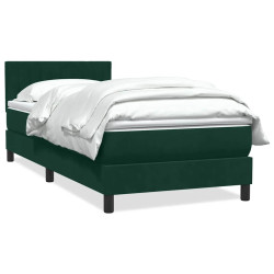 Cama com molas/colchão verde-escuro 80x220 cm veludo