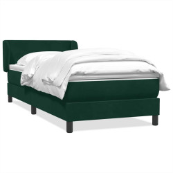 Cama com molas/colchão verde-escuro 80x220 cm veludo