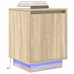 Mesa de cabeceira com luzes LED 38x34x50 cm carvalho sonoma