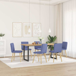 Cadeiras de jantar 6 pcs jeans tecido azul