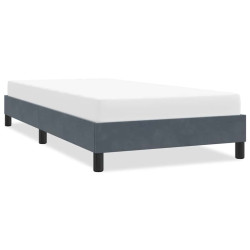 Estrutura de cama sem colchão 100x210 cm veludo cinzento-escuro