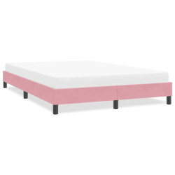 Estrutura de cama sem colchão 160x220 cm veludo rosa