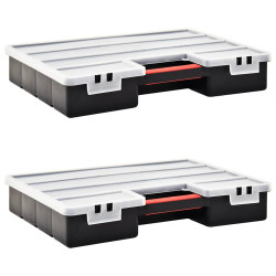 Caixas com divisórias ajustáveis 2 pcs 460x325x80 mm plástico
