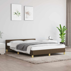 Estrutura de cama sem colchão 140x200 cm tecido castanho-escuro
