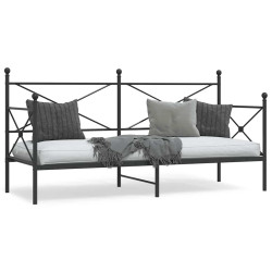 Cama de dia sem colchão 90x200 cm aço preto