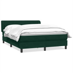 Cama com molas/colchão 160x220 cm veludo verde-escuro