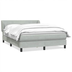 Cama com molas/colchão 160x210 cm veludo cinzento-claro