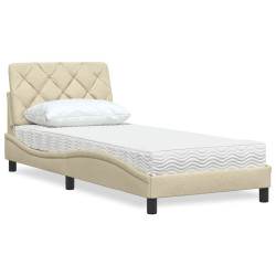 Cama com colchão 80x200 cm tecido cor creme