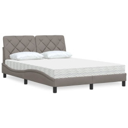 Cama com colchão 120x200 cm tecido castanho-acinzentado
