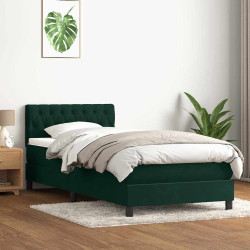 Cama com molas/colchão verde-escuro 80x220 cm veludo