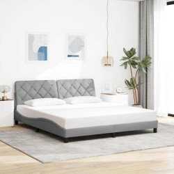 Estrutura de cama sem colchão 180x200 cm tecido cinzento-claro