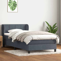 Cama com molas/colchão cinza-escuro 80x220 cm veludo