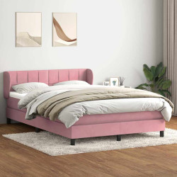 Cama box spring com colchão 160x210 cm veludo rosa