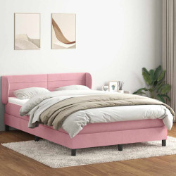 Cama box spring com colchão 160x210 cm veludo rosa