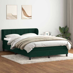 Cama com molas/colchão 160x220 cm veludo verde-escuro