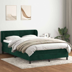 Cama com molas/colchão 160x220 cm veludo verde-escuro
