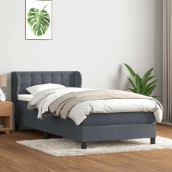 Cama com molas/colchão cinza-escuro 80x220 cm veludo