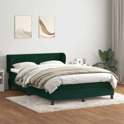 Cama com molas/colchão 160x220 cm veludo verde-escuro